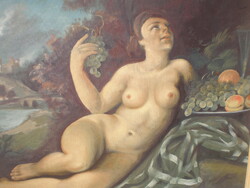 CSODÁLATOS NŐI AKT ,KLASSZIKUS STILUS , 60 cm X 90 cm . OLAJ  FESTMÉNY