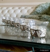 Ezüstözött kávéskészlet 6 hőálló üvegbetét, 6 foglalat, capuccino, kávés