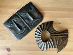 2 db iparművészeti réz dombormű, fali dísz Percz János?