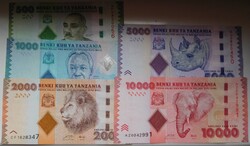 Tanzánia 500-1000-2000-5000-10000 UNC 2010 Komplett sor!