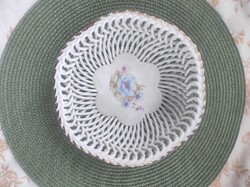 Apulum Fine Porcelain – Fonott virágmintás porcelán tál  Gyulafehérvár, Románia • kézzel festett,