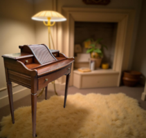 Art deco stílusú kisméretű írószekrény, íróasztal szekreter