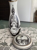 Jurcsák László Art Deco Erosz porcelán vázája bonbonierrel együtt!