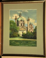 (K) Olvashatatlan jelzés (20.sz.közepe) : Károly-templom, Bécs