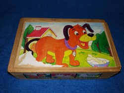 Retro fadobozos MESE ÁLLATOK 6 kép kirakására alkalmas hagyományos kockapuzzle a képek szerint