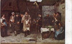 Képeslap:  Emberek. Munkácsy festmény.
