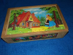 Vintage fadobozos 6 kép 12 kocka - ARANYHAJ ÉS A HÁROM MEDVE mese puzzle képek szerint