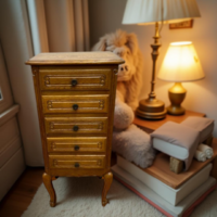 Öt fiókos neobarokk stílusú tölgyfa komód smizett