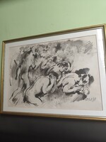 József Viktórián - Gouache Abstract