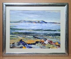 Balaton (oil painting in silver frame) by Magdolna Körtvélyessy