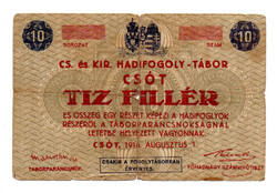 1916 Csót Hadifogolytábor 10 Fillér