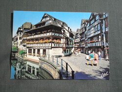 Képeslap,Franciaország,Strasbourg,Petite France negyed,Tímárok Háza,étterem látkép,részlet, 1979-
