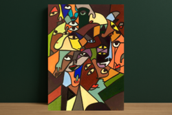 Forray Nóry - kortárs magyar festő modern kubista akril vászon absztrakt eredeti festmény befektetés