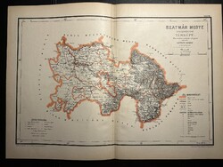 Szatmár vármegye térképe Hátsek 1880. A magyar szent korona országainak megyei térképei. Erdély