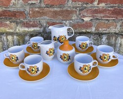 Alföldi Bella 207 Olasz napsárga - sárga virágos porcelán kávéskészlet - szett