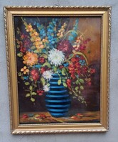 Nagybányai festő ( Ziffer S. ) Kék váza – virágzó hangulat