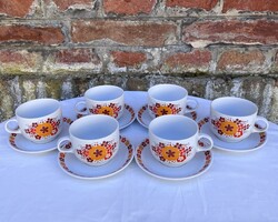 Alföldi Bella 207 menzamintás narancssárga - barna virágos porcelán teáskészlet - szett