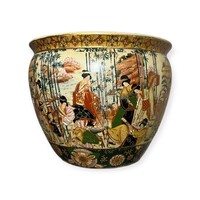 Vintage kínai Satsuma stílusú porcelán kaspó - jelzett