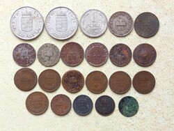Magyarország 22 db Különböző Érme 1,2,10,20 Fillér 1,2 Pengő 1894-1943
