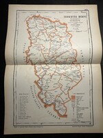 Torontál vármegye térképe Hátsek 1880. A magyar szent korona országainak megyei térképei. Erdély