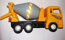 Szép állapotú LENDKEREKES POWER KING TOYS - SÁRGA betonkeverő teherautó 25x 13 cm a képek szerint