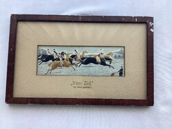 Angol szövött selyemkép Stevengraph lovas