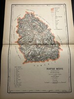 Hunyad vármegye térképe Hátsek 1880. A magyar szent korona országainak megyei térképei. Erdély