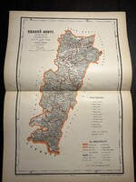 Krassó vármegye térképe Hátsek 1880. A magyar szent korona országainak megyei térképei. Erdély