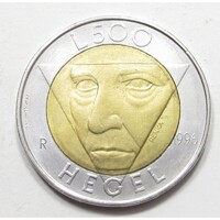 San Marino,500 lire 1996 - Friedrich Hegel filozófus aUNC+ ötvözet