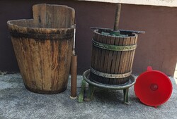 Szőlőprés, puttony, fokoló, tölcsér