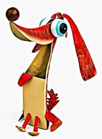 Mókás fém lemez játék / dekorációs kutya figura 20 x 13 x 7 cm a képek szerint