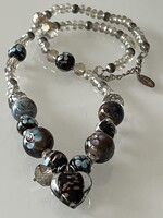 Kézműves nyakék üveg és kristály szemekből, Gilde Handwerk, 60 cm hosszú