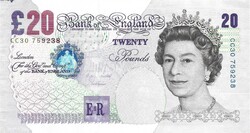 20 font pound pounds 1999-2003 Anglia M. Lowther Erzsébet királynő gyönyörű