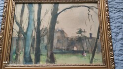 Berecz András akvarell festmény jelzett eredeti 49 cm x 38 cm keretezett