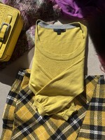 Boden 40-es pamut, viszkóz, kasmír, angóra sárga póló, madonna nyakú pulóver