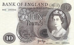 10 font pound pounds 1970-75 Anglia J.B. Page Erzsébet királynő Gyönyörű