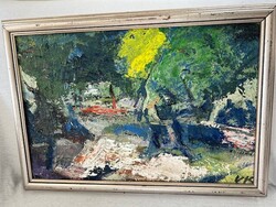 Vilhelm Károly: Kertben festmény