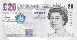 20 font pound pounds 2004 Anglia A. Bailey Erzsébet királynő Gyönyörű