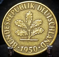 Németország 5 pfennig, 1950 Verdejel "F" - Stuttgart D07D6
