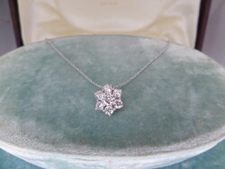 Fehérarany brilles virág csúszka nyakék / nyaklánc cca 0.73 ct