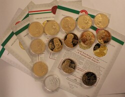 Nagy Magyarok sorozat 14 db + 5 db certi aranyozott, ezüstözött