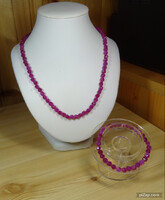 NAGYON AKCIÓS. !!  TERMÉSZETES CSISZOLT 6 mm - s RUBIN ÁSVÁNYBÓL KÉSZÜLT ÉKSZER SZETT