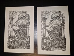 1960 körül, két fametszetű ex libris