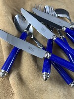 Wirths jó minőségű 18/10-es kék márványos nyelű evőeszköz szett