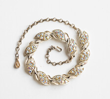 Ragyogó aurora borealis üveg strasszköves nyakék, nyaklánc  - vintage ékszer