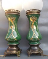 ANTIK SZECESSZIÓS KERÁMIA LÁMPA PÁR
