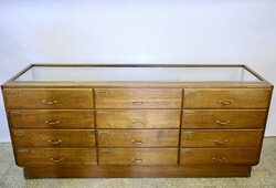 Thonet display wood oak cabinet glass circa 1930 vitrin fiókos tölgy