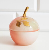 Alma formájú retro üveg ékszertartó szelence - üveg doboz, bonbonier