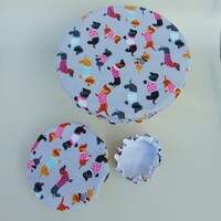 Textil edényfedő szett (3 db/cs) / Tacskó mintás