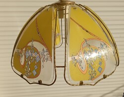 Bronz keretes üveg betétes csillár